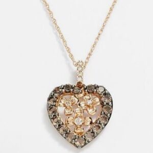 LeVian Solid Rose Gold Heart Diamond Lady's Ladies Woman's Pendant Necklace 18”